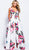 Jovani - Floral V-neck A-line Evening Gown JVN59146 - 1 pc White/Multi-Color In Size 12 Available