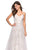 La Femme - 27263 Lace Applique Plunging V-neck A-line Dress In White and Neutral