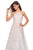 La Femme - 27451 Sequined Lattice High Halter A-Line Gown In White and Neutral