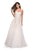 La Femme - 27508 Lace Embroidered Strapless Pleated A-Line Gown In White