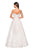 La Femme - 27190 Allover Lace Organza Sleeveless A-Line Formal Dress In White and Neutral