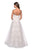 La Femme - 27263 Lace Applique Plunging V-neck A-line Dress In White and Neutral
