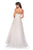 La Femme - 27508 Lace Embroidered Strapless Pleated A-Line Gown In White