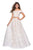 La Femme - 27028 Two-Piece Off Shoulder Scalloped Lace Gown In White and Neutral