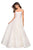 La Femme - 27190 Allover Lace Organza Sleeveless A-Line Formal Dress In White and Neutral