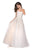 La Femme - 27508 Lace Embroidered Strapless Pleated A-Line Gown In White