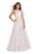 La Femme - 27451 Sequined Lattice High Halter A-Line Gown In White and Neutral