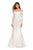 La Femme - 26393 Long Sleeve Off Shoulder Lace Trumpet Gown In White