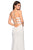 La Femme - 26940 Crisscrossed Lace Up Back High Slit Gown In White
