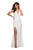 La Femme - 27082 Double Cross-Strapped High Slit Gown In White