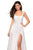 La Femme - 27476 Classy Allover Lace Organza Gown with Romper shorts In White