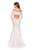 La Femme - 26393 Long Sleeve Off Shoulder Lace Trumpet Gown In White