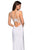 La Femme - 27072 Plunging Strappy Back High Slit Gown  In White