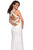 La Femme - 27082 Double Cross-Strapped High Slit Gown In White