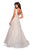 La Femme - 27323 Plunging V-Neck Pleated A-Line Gown In White