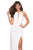 La Femme - 26946 Strappy Halter Evening Gown with Slit In White