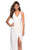 La Femme - 27317 Draped Surplice Bodice High Slit Gown In White