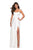 La Femme - 26977 Fitted Scoop Pleated Gown with Slit In White