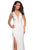 La Femme - 27082 Double Cross-Strapped High Slit Gown In White