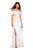 La Femme - 27096 Ruffled Off-Shoulder Jersey Trumpet Dress In White