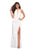 La Femme - 26946 Strappy Halter Evening Gown with Slit In White
