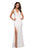 La Femme - 27082 Double Cross-Strapped High Slit Gown In White