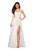 La Femme - 27476 Classy Allover Lace Organza Gown with Romper shorts In White