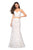 La Femme - Two Piece Lace Stretch Jersey Mermaid Evening Gown 27589 In White