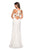 La Femme - 27031 Strappy Plunging V-Neck Gown with Slit In White