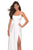 La Femme - 26977 Fitted Scoop Pleated Gown with Slit In White