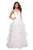 La Femme - 27024 Sleeveless Plunging Illusion Neckline Ruffles Ballgown In White