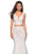 La Femme - 27262 Allover Lace Sleeveless V Neck Two-Piece Mermaid Gown In White