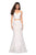 La Femme - Two Piece Lace Stretch Jersey Mermaid Evening Gown 27589 In White