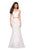 La Femme - 27589 Two Piece Lace Stretch Jersey Mermaid Dress In White
