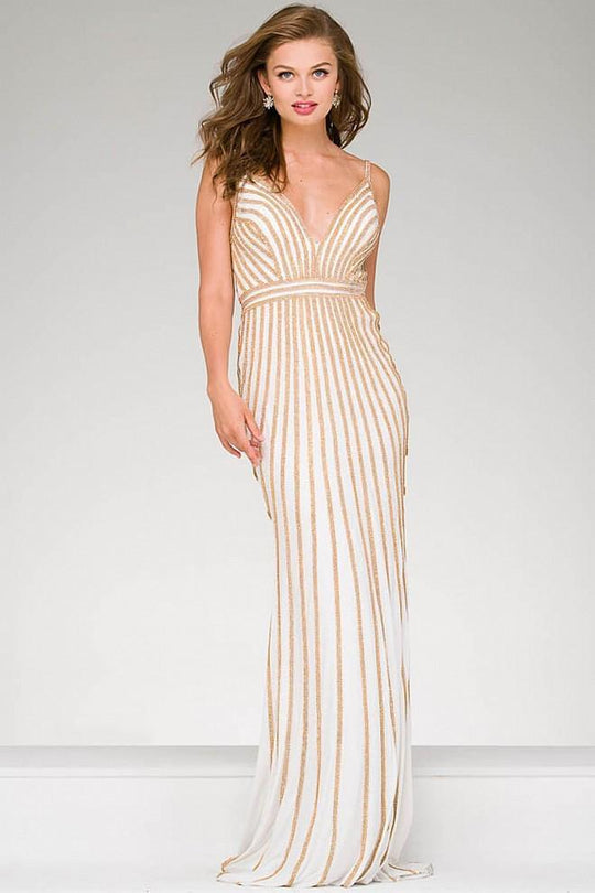 Embellished Long Jersey Prom Dress 45898