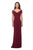 La Femme - 26519 Off Shoulder V Neck Long Sheath Jersey Gown In Red