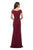 La Femme - 26519 Off Shoulder V Neck Long Sheath Jersey Gown In Red