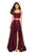 La Femme - 27607 Two Piece Rhinestone Accented Satin A-line Dress In Red