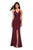 La Femme - 27317 Draped Surplice Bodice High Slit Gown In Red
