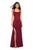 La Femme - 27479 Strappy Square Evening Gown with Slit In Red