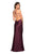La Femme - 27010 Strappy Scoop Evening Gown with Slit In Purple