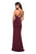 La Femme - 27317 Draped Surplice Bodice High Slit Gown In Red