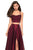 La Femme - 27607 Two Piece Rhinestone Accented Satin A-line Dress In Red