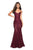 La Femme - 27584 V-neck Stretch Lace Trumpet Dress In Red