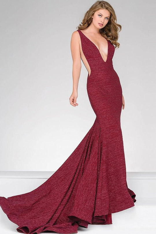Fitted Plunging V- Neckline Prom Dress 47075
