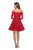 La Femme - 28175 Lace Long Sleeve Off-Shoulder A-line Dress In Red