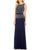 Cachet - 58245 Embellished Bodice Peplum Sheath Gown In Blue and Gold