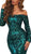 Tinaholy Couture - T1866 Off Shoulder Long Sleeve Sequin Mermaid Gown