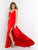 Blush - X220 Fitted Illusion Back Dress with Slit In Red