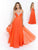Blush - X236 Strapless Pleated A-Line Evening Dress In Orange